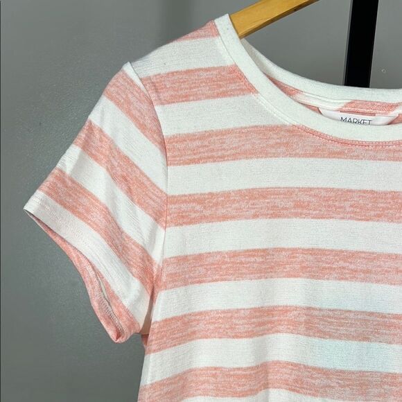 Market & Spruce Pink Relaxed High Low Short Sleeve Tee - Picture 3 of 5